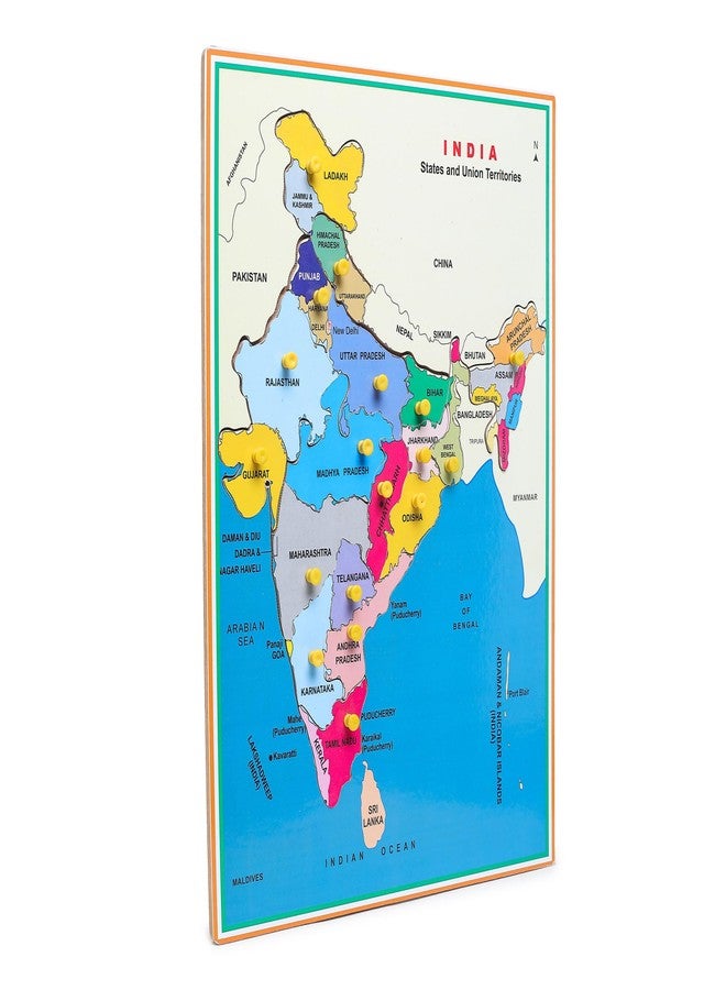 LASERBOT Wooden India State MAP Knob, Mini Puzzle Foam Mat, Interlocking MAP Puzzle, Non-Toxic Wooden Colorful Toys, Learning Puzzle Mats - Image 4
